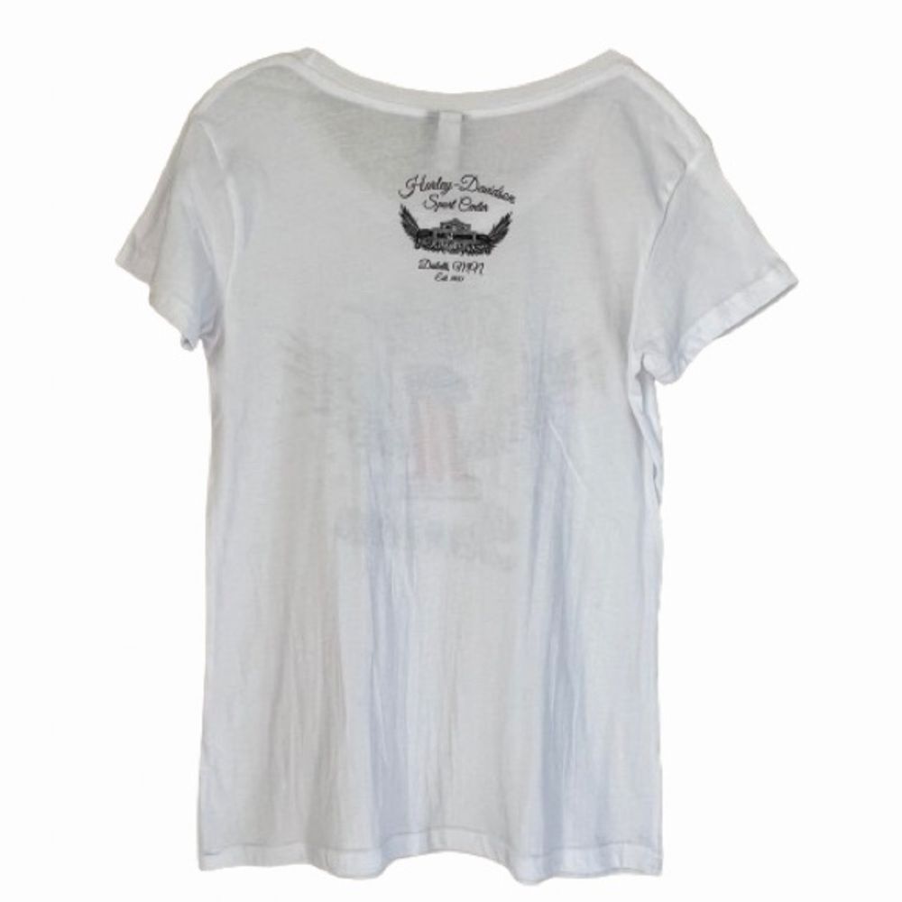 Harley Davidson Women's Winged Graphic Patriot Red White Jewel Biker Tee SZ L - Picture 3 of 14